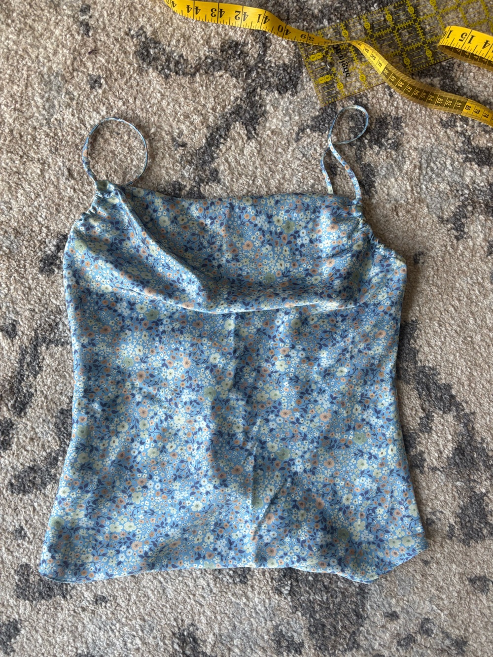 Wilfred Blue Floral Satin Cowl Neck Camisole